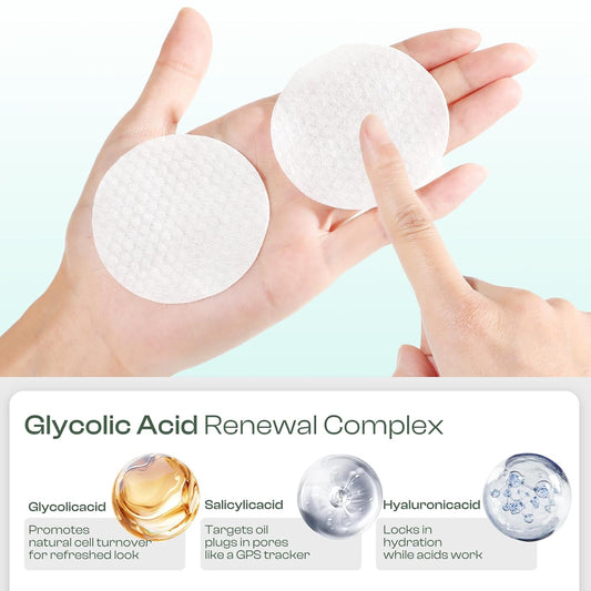 Glycolic Acid Pads 20%: Dual Sided Exfoliating Face Pads With Salicylic Acid And Niacinamide Reduce Surface Skin Fine Lines And Wrinkles Daily Facial Cleansing For All Skin Types 60 Count