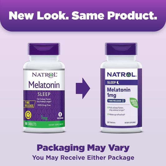 Natrol Melatonin 1 Mg, Dietary Supplement For Restful Sleep, Time Release Sleep Tablets For Adults, 90 Melatonin Tablets, 90 Day Supply