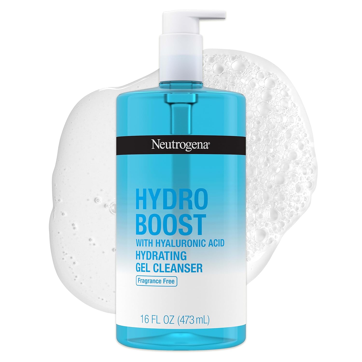 Neutrogena Hydro Boost Fragrance Free Hydrating Gel Facial Cleanser with Hyaluronic Acid, Daily Foaming Face Wash & Makeup Remover, Gentle Face Wash, Non-Comedogenic, 16 fl. oz