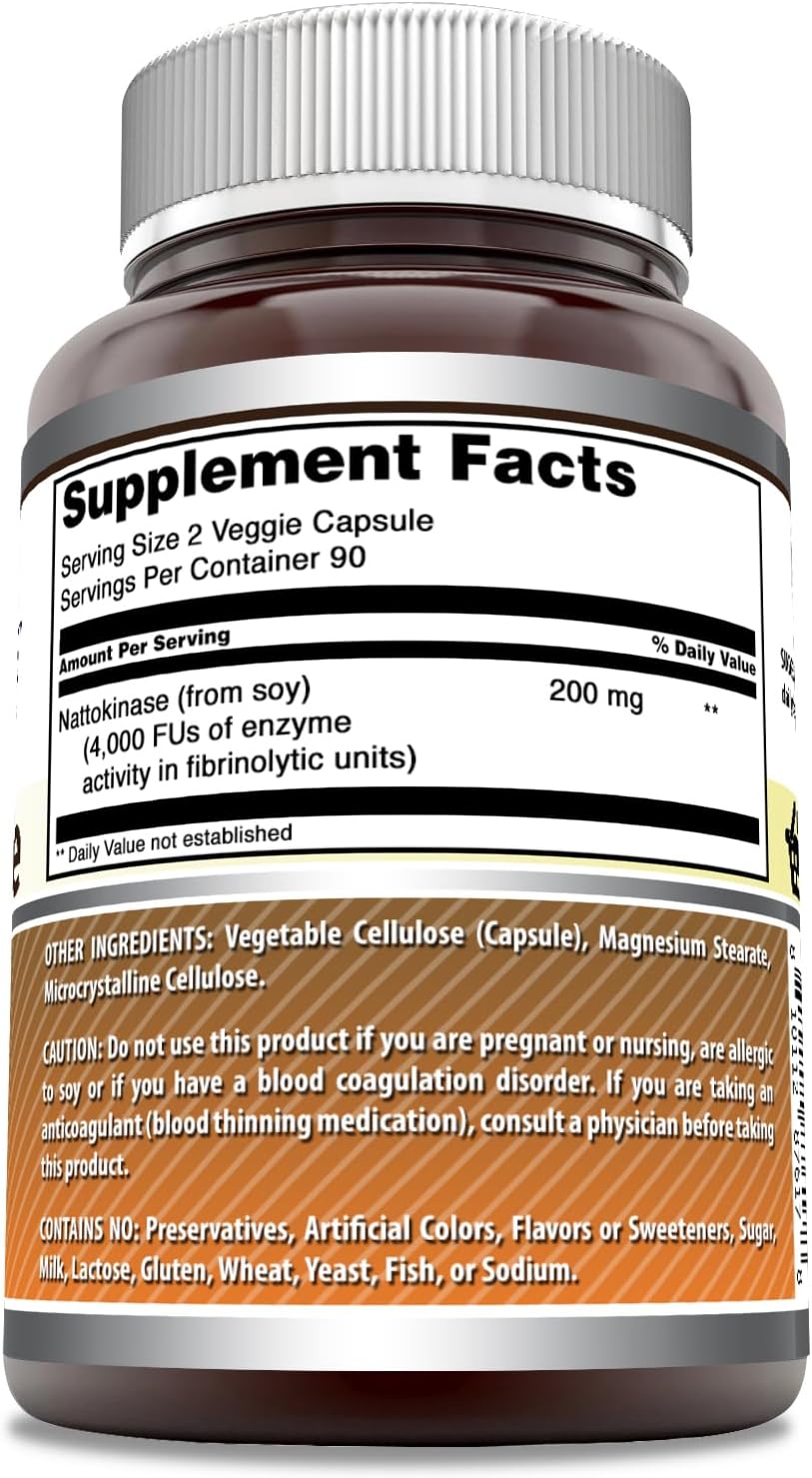 Amazing Formulas Nattokinase Dietary Supplement 100 Mg Veggie Capsules Supplement | 2000 Fu Enzyme Activity | Non-Gmo | Gluten Free | Made In Usa (180 Count)