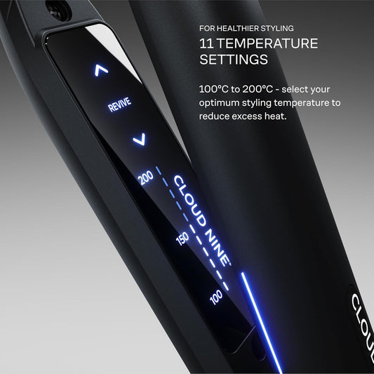 Cloud Nine The New Slim Iron Hair Straightener | Variable Temperature Control Quick Heat Frictionless Styling | Revive Mode Digital Display 360° Swivel Cord | Mineral Infused Plates | Smooth Sleek