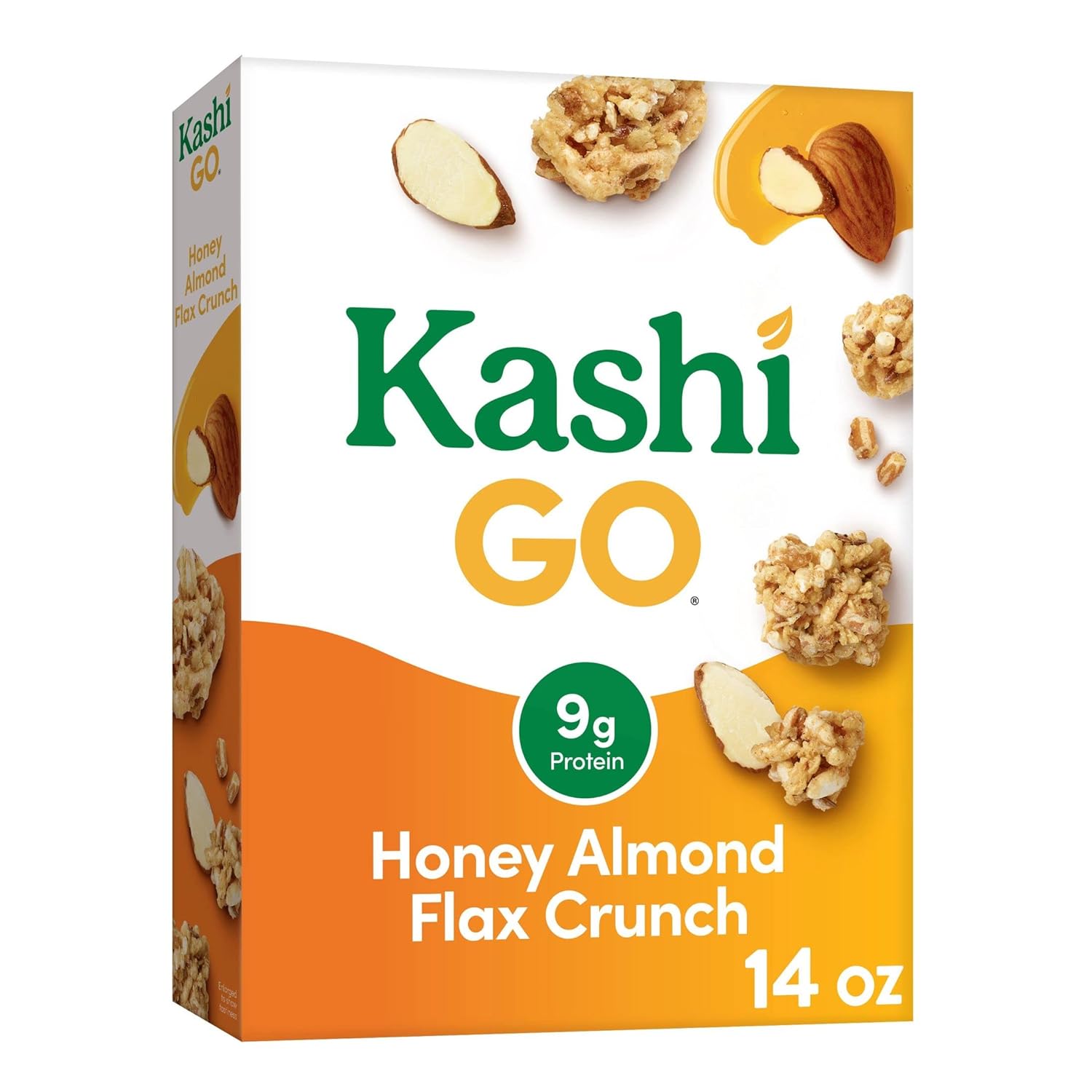 Kashi GO Cold Breakfast Cereal, Vegetarian Protein, Fiber Cereal, Honey Almond Flax Crunch, 14oz Box (1 Box)