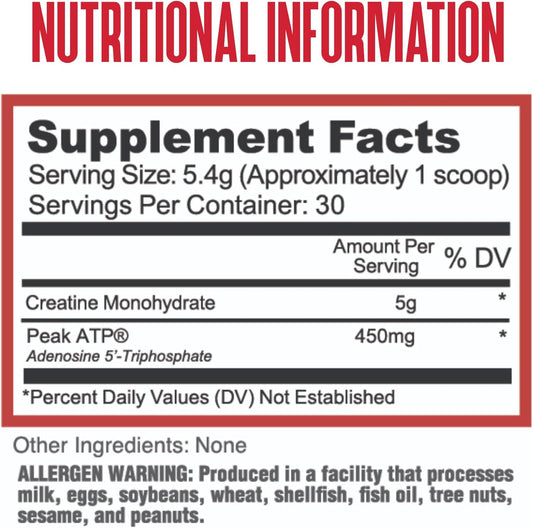 Purus Labs Creatine Atp, Peak Atp + Creatine Monohydrate, Unflavored - 30 Servings - Muscle Activation & Cellular Energy