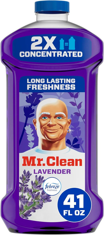 Mr. Clean 2X Concentrated Multi Surface Cleaner With Febreze Lavender Scent, All Purpose Cleaner, 41 Fl Oz