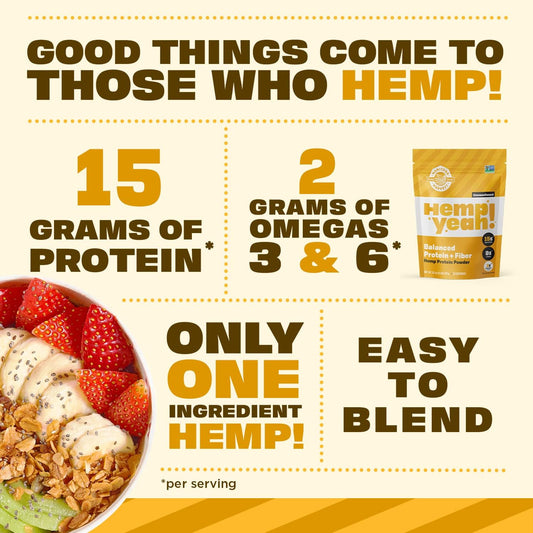 Manitoba Harvest Hemp Yeah! Balanced Protein + Fiber Powder, Unsweetened, Keto Friendly, Preservative Free, Non Gmo, 32 Ounce (Pack Of 1), Packaging May Vary