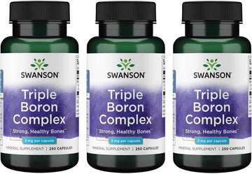 Swanson Triple Boron Complex - Natural Bone Health '&' Joint Support - Mineral Supplement Featuring Citrate, Aspartate '&' Glycinate - (250 Capsules) 3 Pack