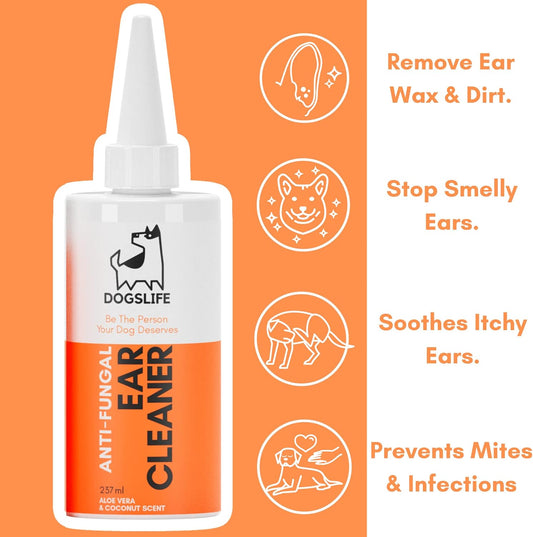 Dog Ear Cleaner | Natural Ear Cleaner For All Dogs | Ear Wash To Stop Itchy, Smelly Ears & Remove Wax | Organic Coconut Oil & Aloe Vera Formula | Ear Cleaning Solution For Dogs?DG04
