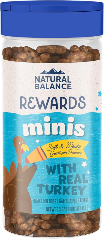 Natural Balance Limited Ingredient Mini-Rewards Turkey Grain-Free Dog Training Treats For Dogs | 5.3-Oz. Canister