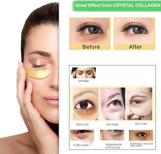 30 Pairs Crystal Collagen 24K Gold Under Eye Gel Pad Face Mask Anti Aging Wrinkle For Dark Circles, Anti Wrinkle, Puffy Eyes, Skincare, Hydrating, Soothing