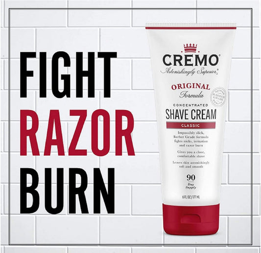 Cremo Barber Grade Original Shave Cream, Astonishingly Superior Ultra-Slick Shaving Cream Fights Nicks, Cuts and Razor Burn, 6 Fl Oz (2 Pack)