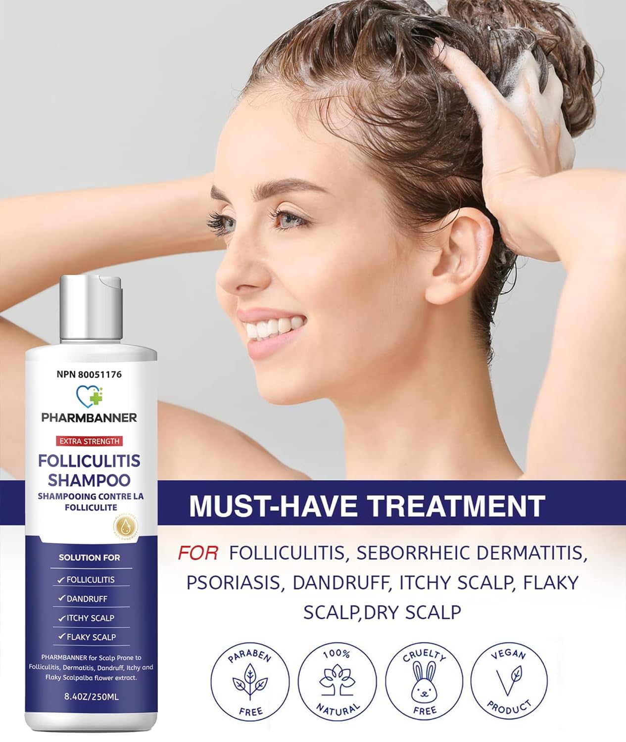 PHARMBANNER Anti-Dandruff and Antifungal Shampoo - Treats Folliculitis, Seborrheic Dermatitis, Psoriasis - Relieves Itchy, Dry Scalp : Beauty & Personal Care