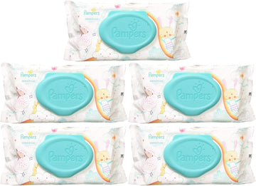 Pampers Wipes Sensitive - 56 Ct, Pack Of 5