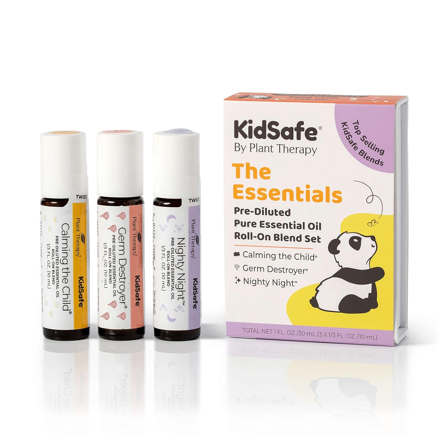 Plant Therapy Kidsafe Essentials Roll-On Set 100% Pure, Therapeutic Grade Essential Oils Diluted In Coconut Oil 10 Ml (1/3 Oz) Each