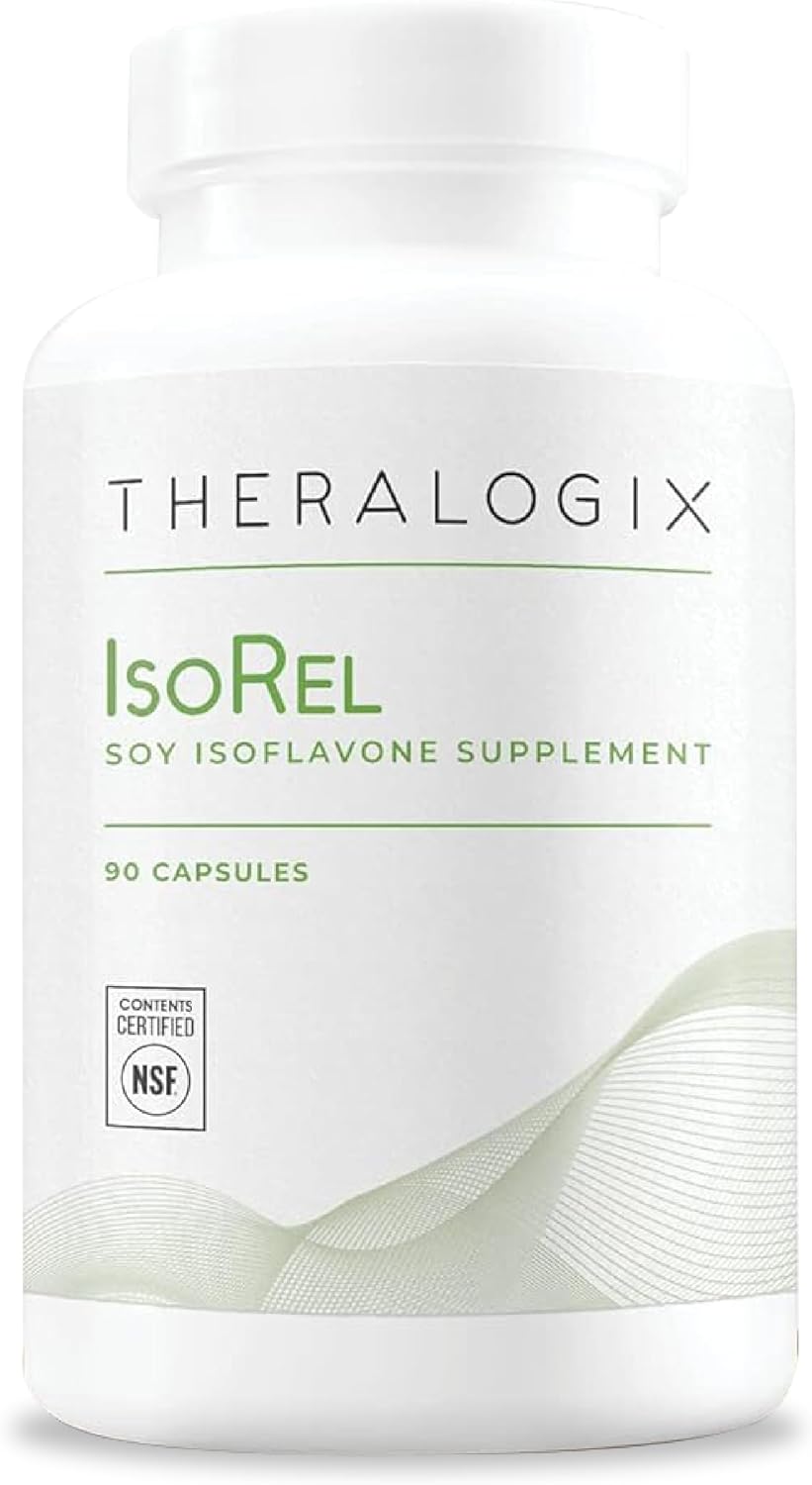Theralogix IsoRel Whole Soybean Extract Supplement - 90-Day Supply - Menopause Support to Aid Hot Flashes - Prostate Health Support for Men - NSF Certified - 90 Capsules