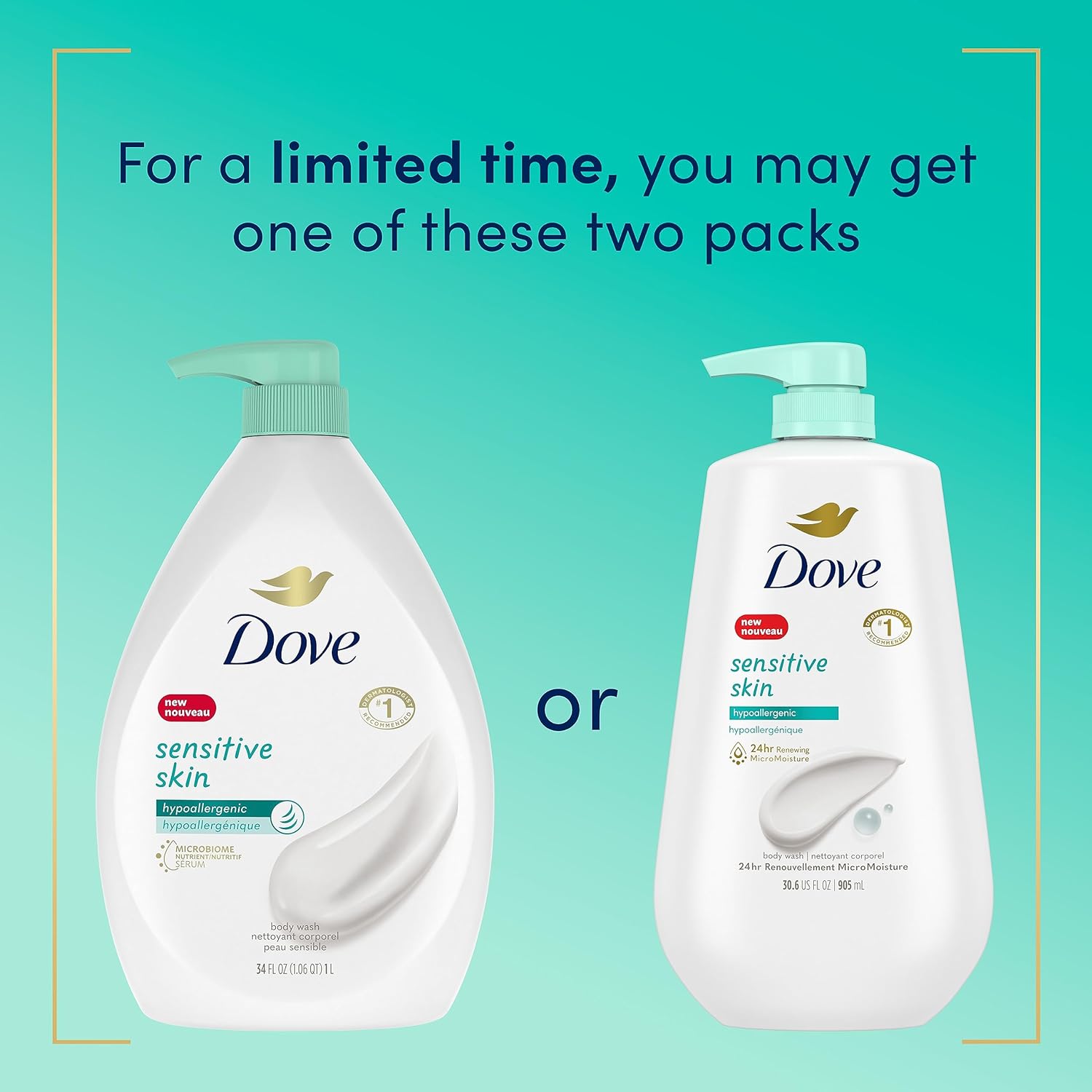 Dove Hypoallergenic Body Wash To Moisturize Sensitive Skin Body Wash For Sensitive Skin Sulfate And Paraben Free 34oz