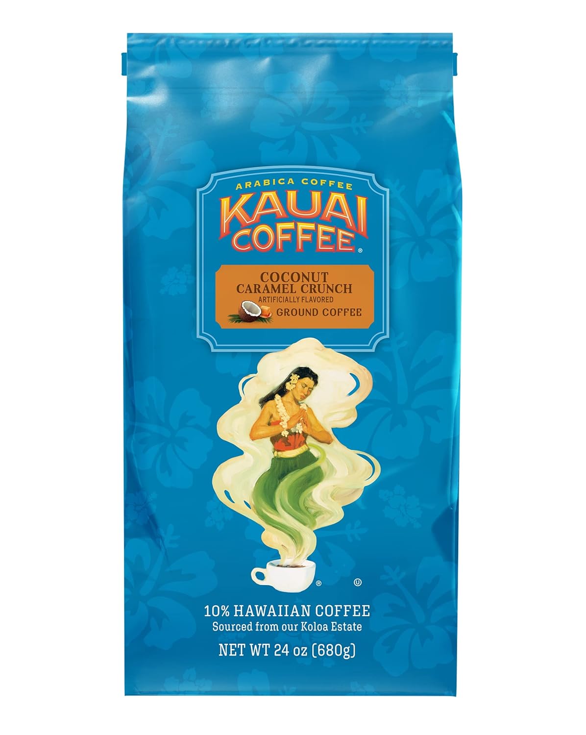 Kauai Coffee Coconut Caramel Crunch Medium Roast - Ground Coffee, 24 oz Package