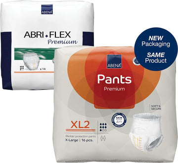 Abena Pants Premium Pull-Up Incontinence Pants, Eco-Labelled Incontinence Pants for Men & Women, Discreet, Protective, Breathable, Comfortable - XL 2, 130-170cm Waist, 1900ml Absorbency, 16PK