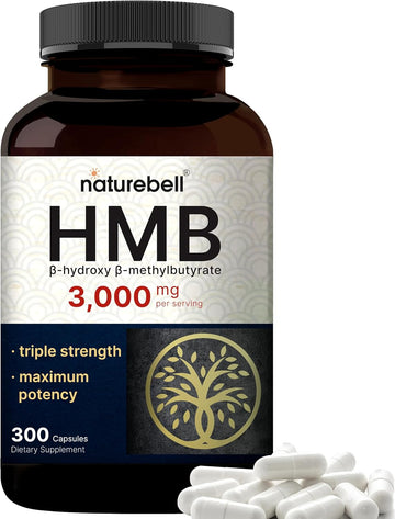 Naturebell Hmb 3,000 Mg Per Serving | 300 Capsules, 3X Triple Strength Hmb Beta-Hydroxy Beta-Methylbutyrate Supplement – Lean Muscle Mass & Recovery Support – Non-Gmo