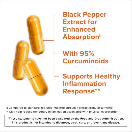 Qunol Turmeric Curcumin With Black Pepper & Ginger, 2400Mg Turmeric Extract With 95% Curcuminoids, Extra Strength Supplement, Enhanced Absorption, Joint Support Supplement, 105 Count