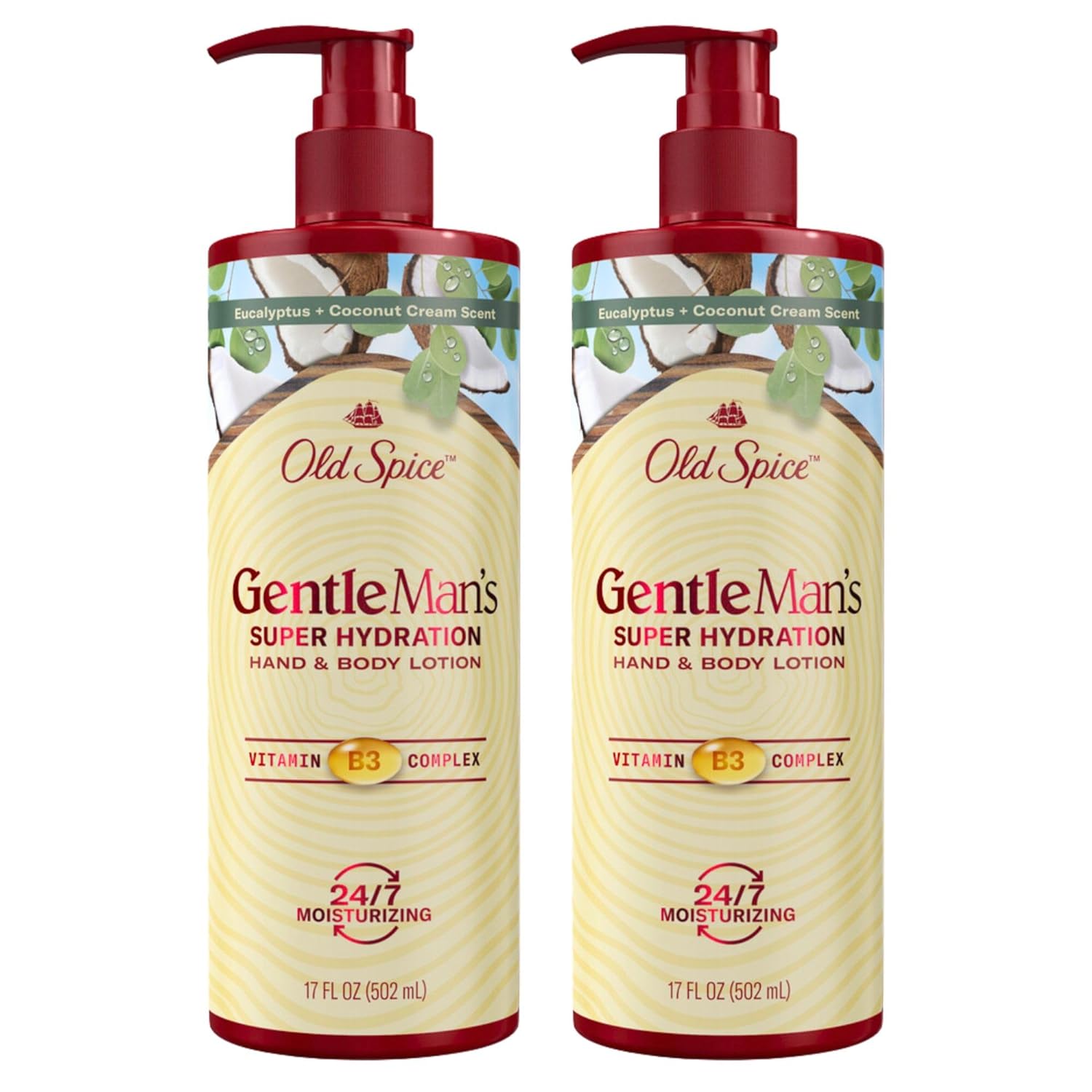 Old Spice Gentleman's Blend Super Hydration Hand & Body Lotion, Eucalyptus & Coconut Cream, 17.0 FL OZ (Pack of 2)