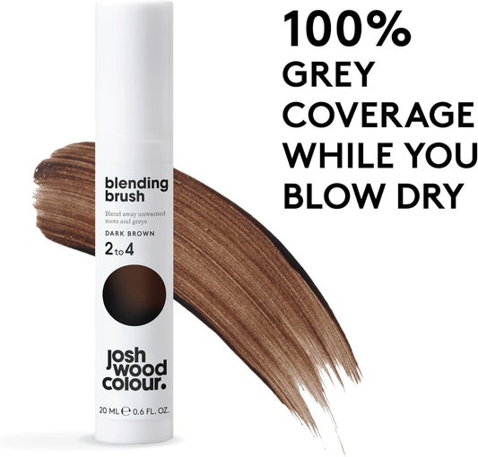 Josh Wood Blending Brush (Dark Brown) - Grey Root Touch Up To Cover Regrowth In Between Colouring - Instant Coverage - Temporary, Washes Out - Vegan (20Ml)