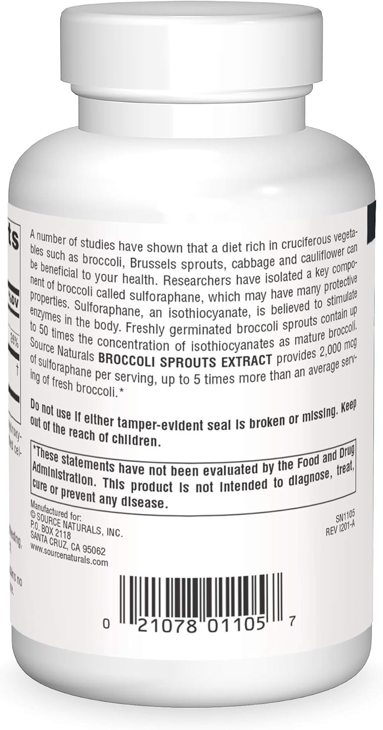 Source Naturals Broccoli Sprouts Extract - 250 mg Sulforaphane - 120 Tablets