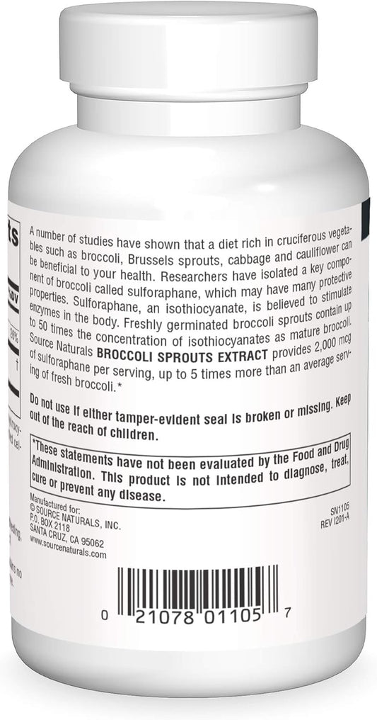 Source Naturals Broccoli Sprouts Extract - 250 mg Sulforaphane - 120 Tablets