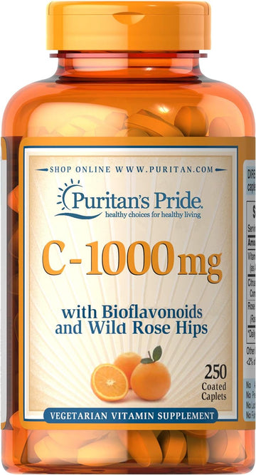 Puritan's Pride Puritan's 1000 mg with Bioavonoids Rose Hips Supports Immune System, Vitamin C, Unavored, 250 Count