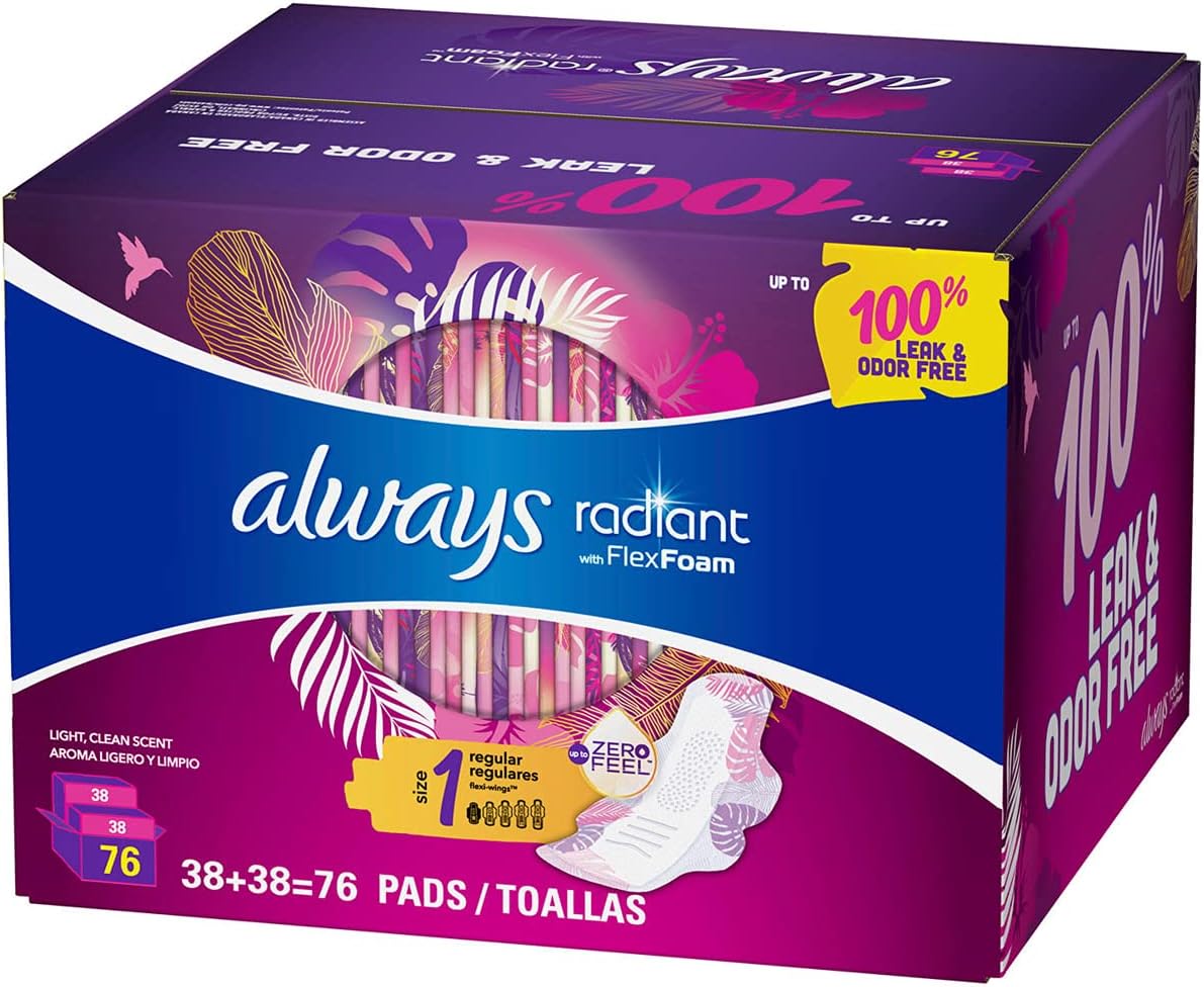 Always Always Radiant Pads, Size 1, Regular Absorbency, Scented 76 Ct. : Everything Else