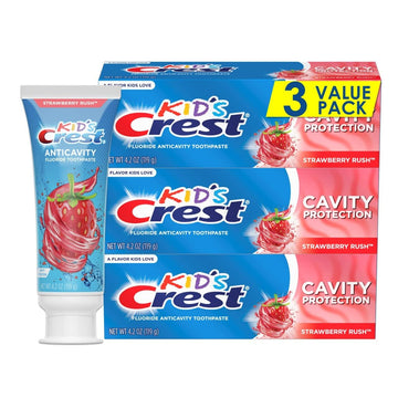 Crest Kid'S Cavity Protection Fluoride Toothpaste, Strawberry Rush, 4.2 Ounce (Pack Of 3)