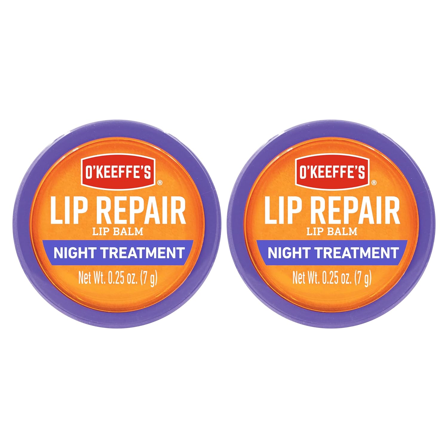 O'Keeffe's Lip Repair Night Treatment Lip Balm, 0.25 Ounce Jar, (Pack of 2)