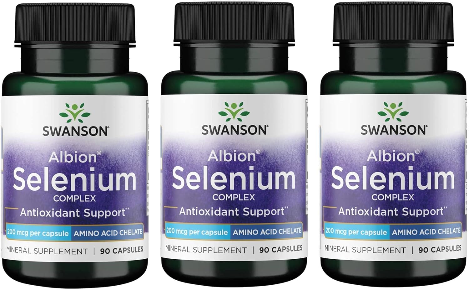 Swanson Albion Complexed Selenium 200 Mcg 90 Capsules (3 Pack)