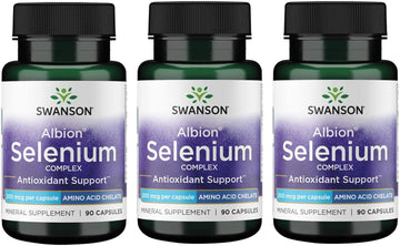 Swanson Albion Complexed Selenium 200 Mcg 90 Capsules (3 Pack)