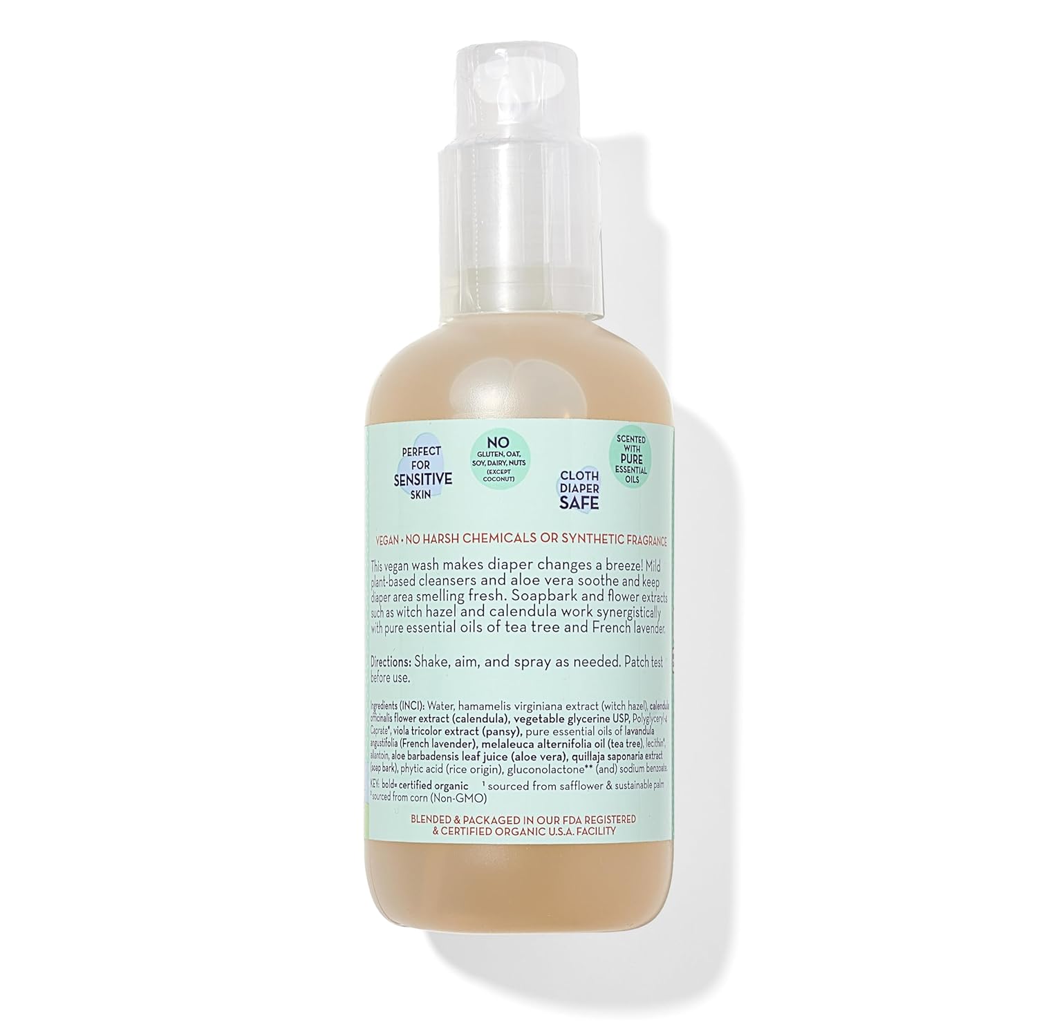 California Baby Diaper Wipe Spray | Gently Cleans | Soothing Organic Calendula + Aloe Vera | Fresh Lavender Scent | Allergy-Friendly | Cleans Better Than Baby Wipes | 192 Ml / 6.5 Oz
