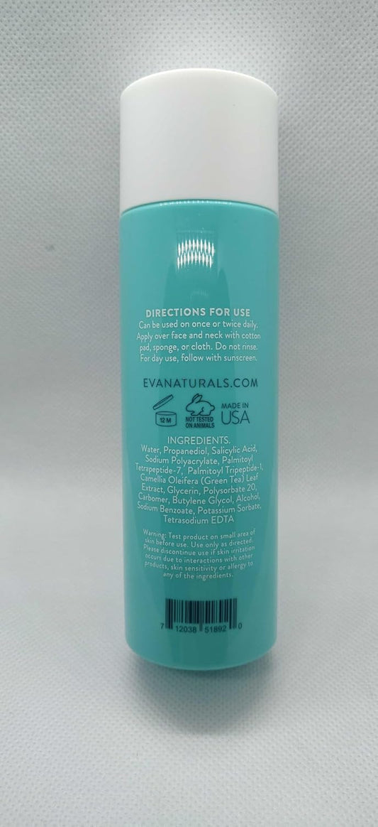Eva Naturals 2% Bha Salicylic Acid Liquid Exfoliant For Blackheads, Enlarged Pores, Wrinkles And Fine Lines - Face Exfoliator, Evens Skin Tone, Hydrate & Brighten For Glowing Skin - 4 Oz Bottle