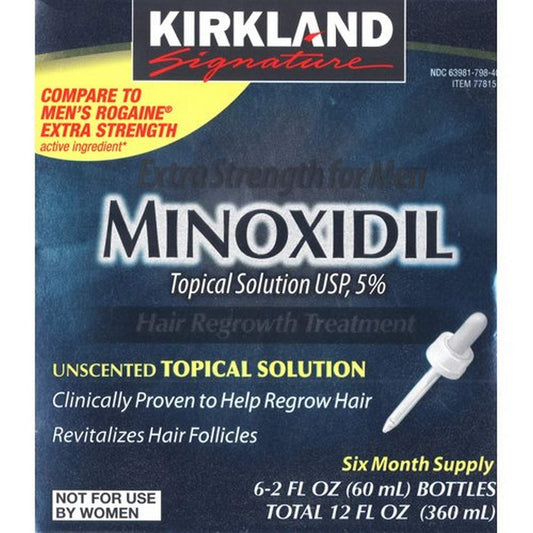 KIRKLAND Signature Extra Strength for Men Minoxidil Topical Solution, 12 Fluid Ounce : Hair Regrowth Treatments : Beauty & Personal Care