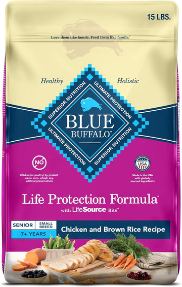 Blue Buffalo Life Protection Formula Small Breed Senior Dry Dog Food, Supports Joint Health And Immunity, Made With Natural Ingredients, Chicken & Brown Rice Recipe, 15-Lb. Bag