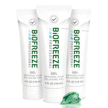Biofreeze Professional Pain Relief Gel, 4 Oz Tube (3-Pack) - Fast, Cooling Relief For Arthritis, Muscle Soreness, Joint, Back, Neck, Knee Pain & More