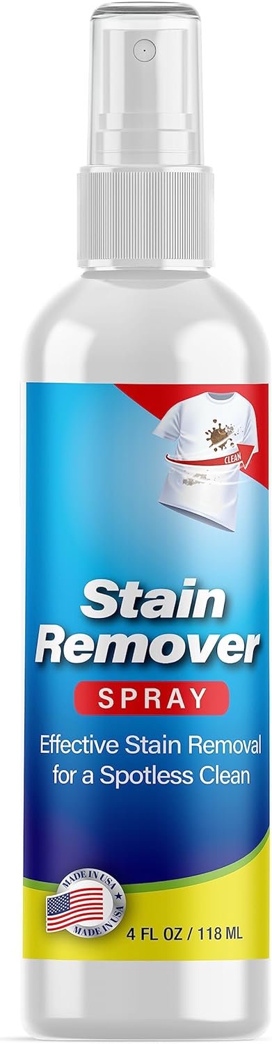 Stain Remover Spray - Spot Cleaner for Carpet, Upholstery, Fabric, and Clothes - Kids and Baby Laundry Stains Treater - Removes Blood, Wine, Ink - 4oz