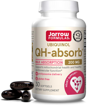 Jarrow Formulas Qh-Absorb, 200 Mg, Ubiquinol Dietary Supplement For Healthy Cardiovascular Function, 30 Softgels, 30 Day Supply