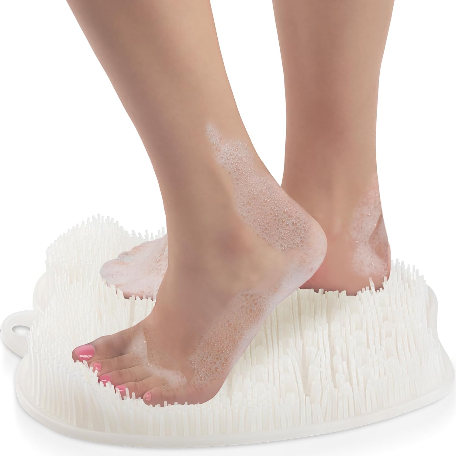 Love, Lori Foot Scrubber For Use In Shower - Foot Cleaner & Shower Foot Massager Foot Care For Men & Women To Soothe Achy Feet - Non Slip Suction (White) - Shower Accessories