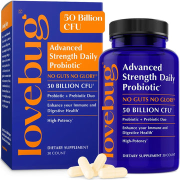 Lovebug Award Winning Maximum Strength | Rebuild & Restore Immune And Digestive Microbiome | 10 Clinically Studied Strains For Constipation, Diarrhea & Upset Stomach | 25 Billion Cfu