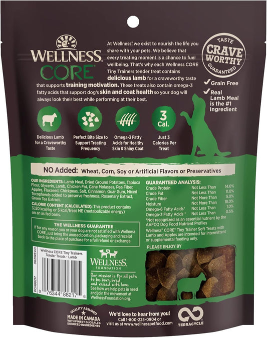 Wellness Core Soft Tiny Trainers (Previously Petite Treats), Natural Grain-Free Dog Treats For Training, Made With Real Meat, No Artificial Flavors (Lamb & Apple, 6 Ounce Bag)