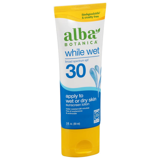 Alba Botanica, Sunscreen Lotion While Wet Spf 30, 3 Fl Oz