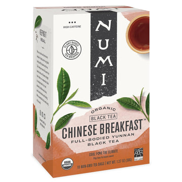 Numi Organic Chinese Breakfast Tea, 18 Tea Bags, Full Bodied Yunnan Black Tea, Caffeinated (Packaging May Vary)