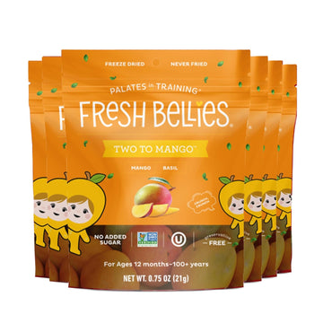 Fresh Bellies Freeze Dried Fruit Mango for Kids & Toddlers - Healthy, Vegan Baby Snacks with No Sugar Added, 1 Year Old +, Gluten Free, 6 Pack