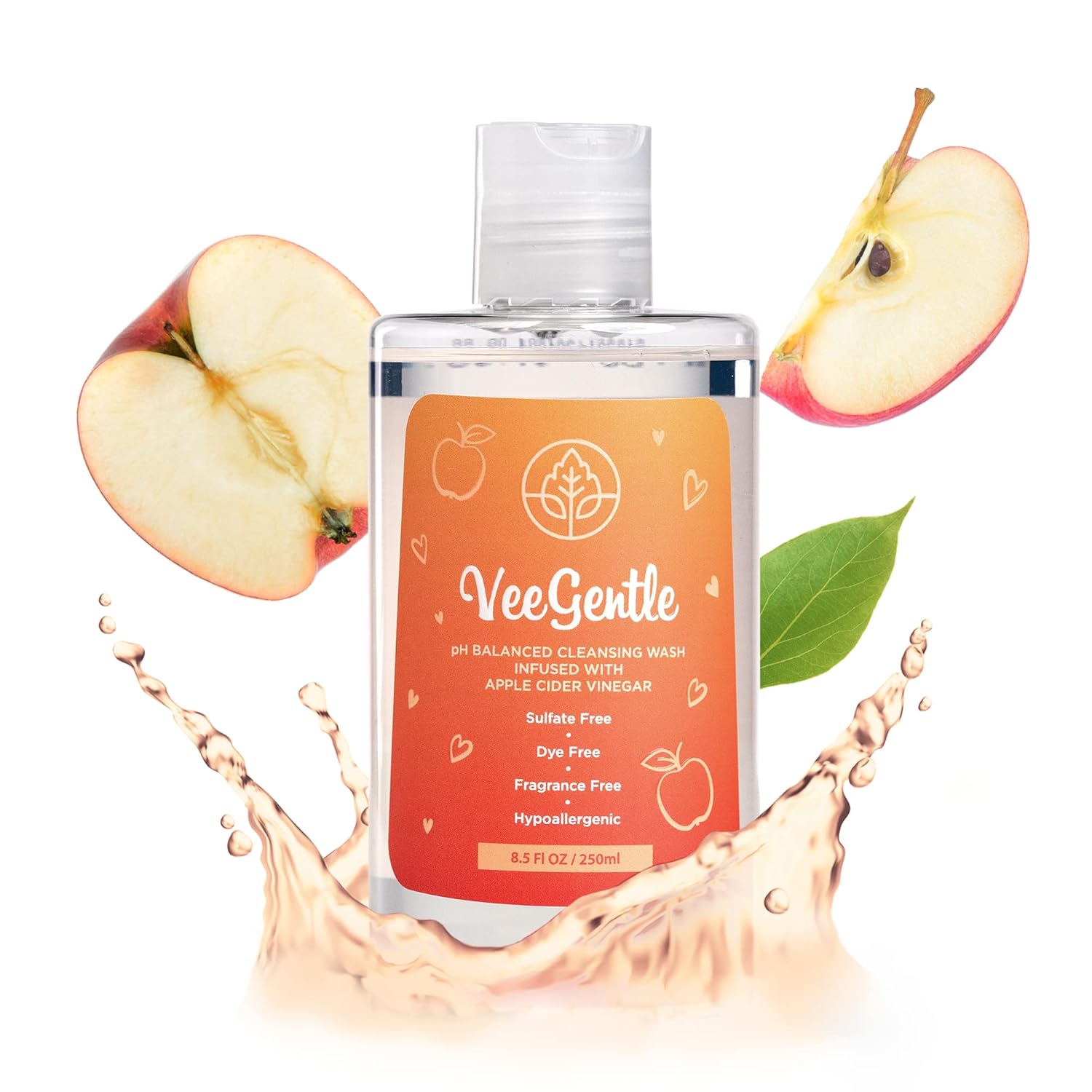 Veefresh - Veegentle Ph Balanced Feminine Wash With Apple Cider Vinegar - Gentle, Soothing Vaginal Wash Cleanser, 250Ml Intimate Soap For Women - Hypoallergenic Feminine Hygiene Wash For Odor Control