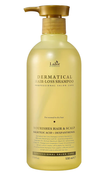 La'Dor Dermatical Anti Hair Loss & Hair Growth Shampoo - Deep Cleanse, Nourish, Soothe Damaged Scalp W/Salicylic Acid, Dexpanthenol, Niacinamide, Menthol (17.9 Fl Oz, Normal To Dry Hair)