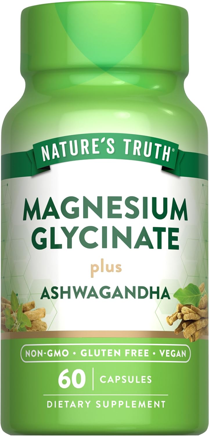 Nature'S Truth Magnesium Glycinate With Ashwagandha | 60 Capsules | Vegan, Non-Gmo & Gluten Free Supplement
