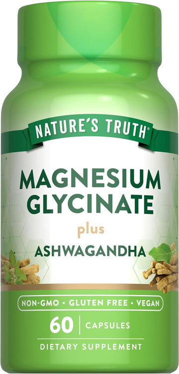 Nature'S Truth Magnesium Glycinate With Ashwagandha | 60 Capsules | Vegan, Non-Gmo & Gluten Free Supplement